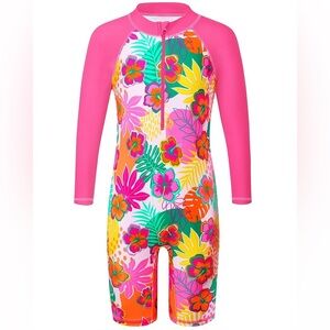 Kids Floral Pink Swim Suit